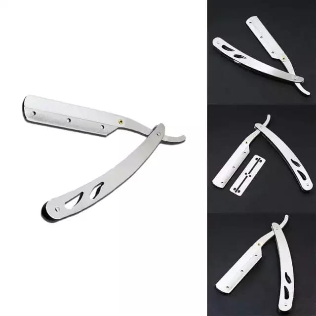 Professional Stainless Steel Foldable Straight Edge Barber Shavette Razor - Professional Barbershop Equipment at Tessla Equipment Store